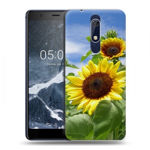 Дизайнерский пластиковый чехол для Nokia 5.1 Подсолнухи