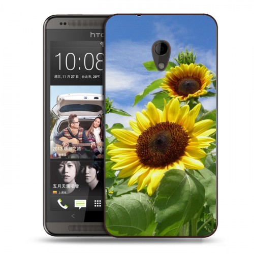 Дизайнерский пластиковый чехол для HTC Desire 700 Подсолнухи