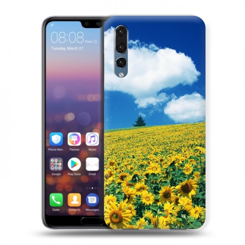 Дизайнерский силиконовый с усиленными углами чехол для Huawei P20 Pro Подсолнухи