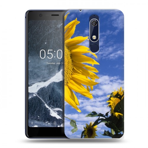 Дизайнерский пластиковый чехол для Nokia 5.1 Подсолнухи