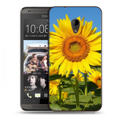 Дизайнерский пластиковый чехол для HTC Desire 700 Подсолнухи