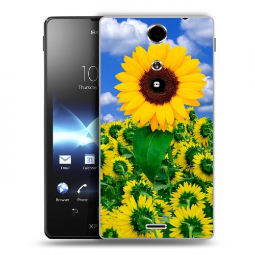 Дизайнерский пластиковый чехол для Sony Xperia TX Подсолнухи