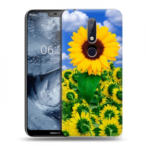 Дизайнерский силиконовый чехол для Nokia 6.1 Plus Подсолнухи