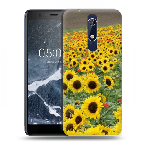 Дизайнерский пластиковый чехол для Nokia 5.1 Подсолнухи