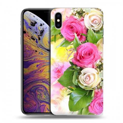 Дизайнерский силиконовый чехол для Iphone Xs Max Розы