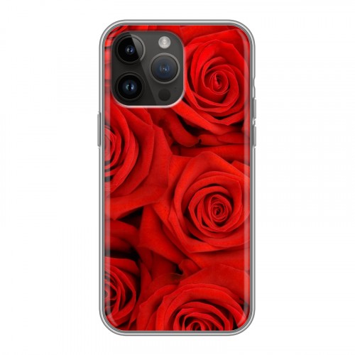 Дизайнерский силиконовый с усиленными углами чехол для Iphone 14 Pro Max Розы