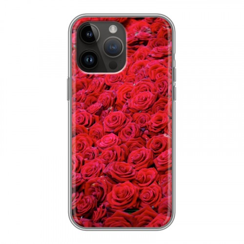 Дизайнерский силиконовый с усиленными углами чехол для Iphone 14 Pro Max Розы
