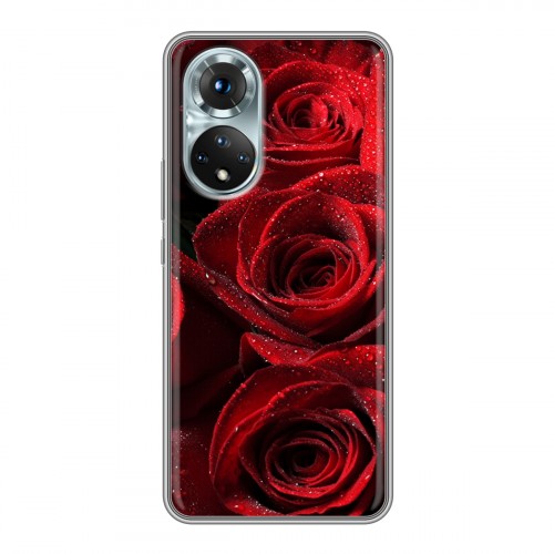 Дизайнерский силиконовый с усиленными углами чехол для Huawei Honor 50 Розы