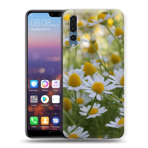 Дизайнерский силиконовый с усиленными углами чехол для Huawei P20 Pro Ромашки