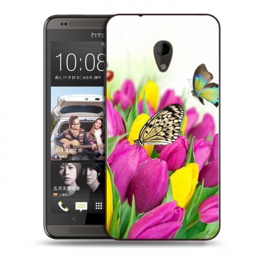 Дизайнерский пластиковый чехол для HTC Desire 700 Тюльпаны