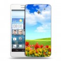 Дизайнерский пластиковый чехол для Huawei Ascend D2 Тюльпаны