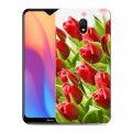 Дизайнерский силиконовый с усиленными углами чехол для Xiaomi RedMi 8A Тюльпаны