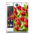 Дизайнерский пластиковый чехол для Sony Xperia L Тюльпаны