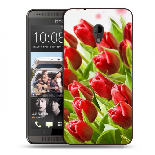 Дизайнерский пластиковый чехол для HTC Desire 700 Тюльпаны