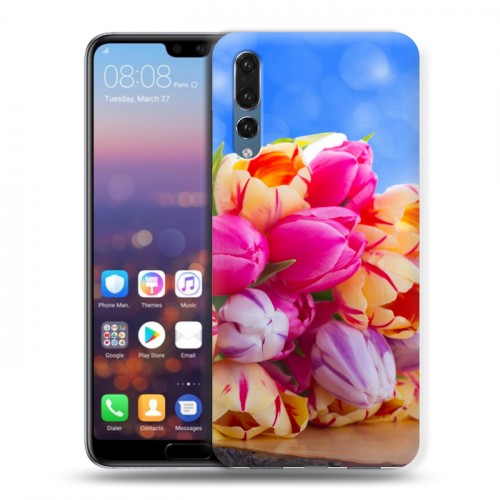 Дизайнерский силиконовый с усиленными углами чехол для Huawei P20 Pro Тюльпаны