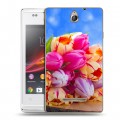 Дизайнерский пластиковый чехол для Sony Xperia E Тюльпаны