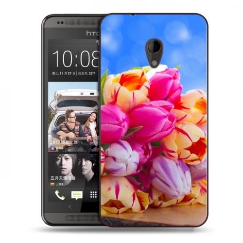 Дизайнерский пластиковый чехол для HTC Desire 700 Тюльпаны