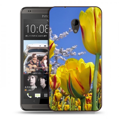 Дизайнерский пластиковый чехол для HTC Desire 700 Тюльпаны