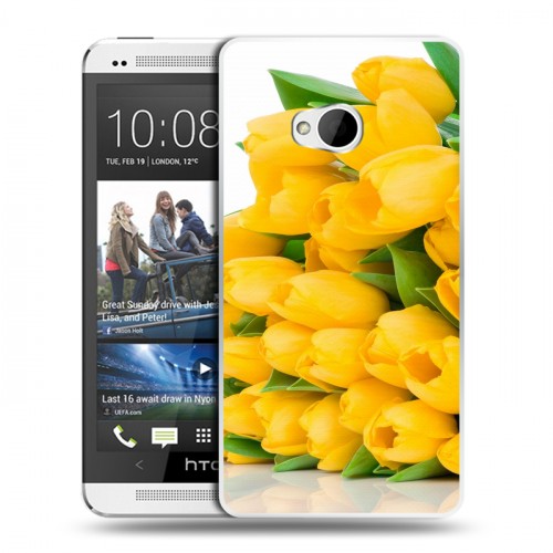 Дизайнерский пластиковый чехол для HTC One (M7) Dual SIM Тюльпаны