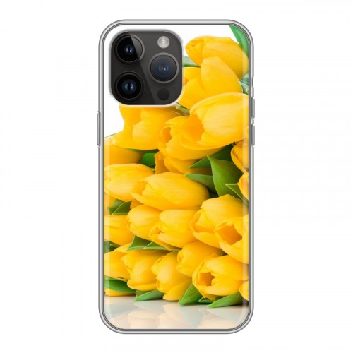 Дизайнерский силиконовый с усиленными углами чехол для Iphone 14 Pro Max Тюльпаны
