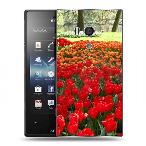 Дизайнерский пластиковый чехол для Sony Xperia acro S Тюльпаны