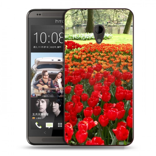 Дизайнерский пластиковый чехол для HTC Desire 700 Тюльпаны