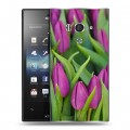 Дизайнерский пластиковый чехол для Sony Xperia acro S Тюльпаны