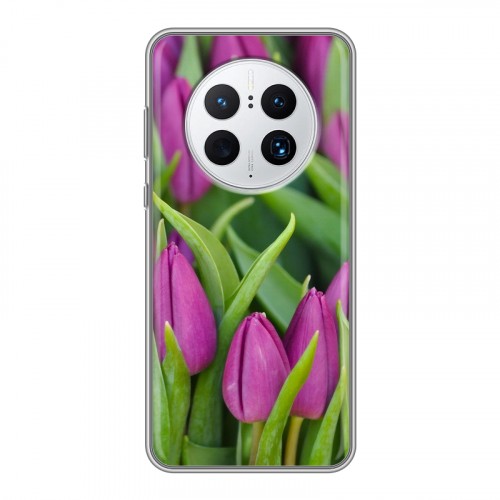 Дизайнерский силиконовый с усиленными углами чехол для Huawei Mate 50 Pro Тюльпаны