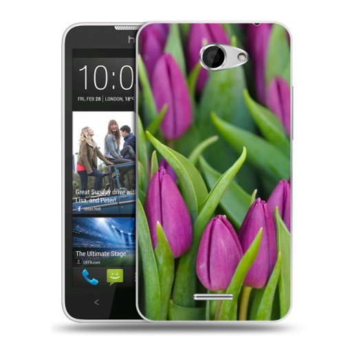 Дизайнерский пластиковый чехол для HTC Desire 516 Тюльпаны