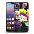 Дизайнерский силиконовый с усиленными углами чехол для Huawei P20 Pro Тюльпаны