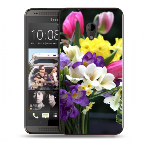 Дизайнерский пластиковый чехол для HTC Desire 700 Тюльпаны