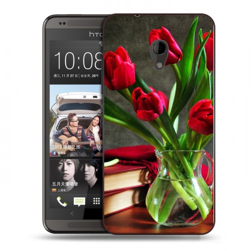 Дизайнерский пластиковый чехол для HTC Desire 700 Тюльпаны