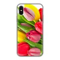 Дизайнерский силиконовый чехол для Iphone x10 Тюльпаны