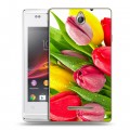 Дизайнерский пластиковый чехол для Sony Xperia E Тюльпаны