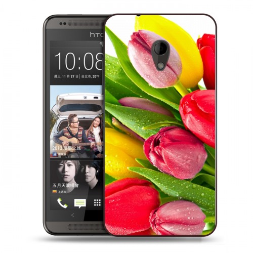 Дизайнерский пластиковый чехол для HTC Desire 700 Тюльпаны