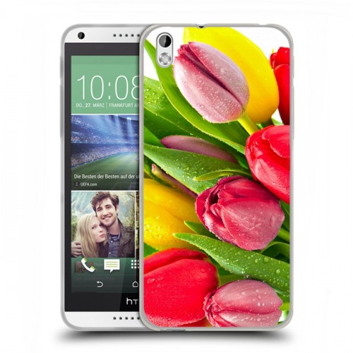 Дизайнерский пластиковый чехол для HTC Desire 816 Тюльпаны