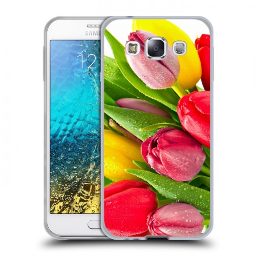 Дизайнерский пластиковый чехол для Samsung Galaxy E5 Тюльпаны