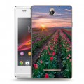 Дизайнерский пластиковый чехол для Sony Xperia E Тюльпаны