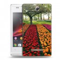 Дизайнерский пластиковый чехол для Sony Xperia E Тюльпаны