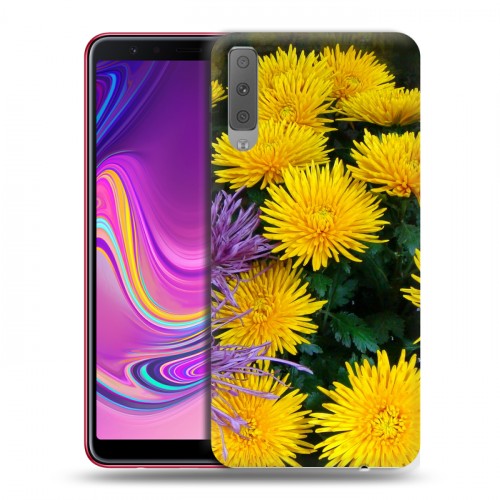 Дизайнерский силиконовый с усиленными углами чехол для Samsung Galaxy A7 (2018) Хризантемы