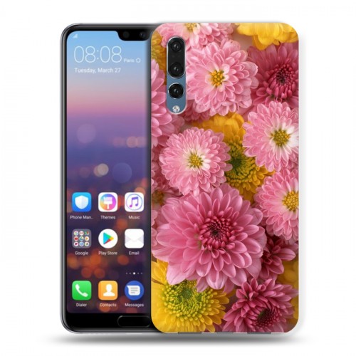 Дизайнерский силиконовый с усиленными углами чехол для Huawei P20 Pro Хризантемы