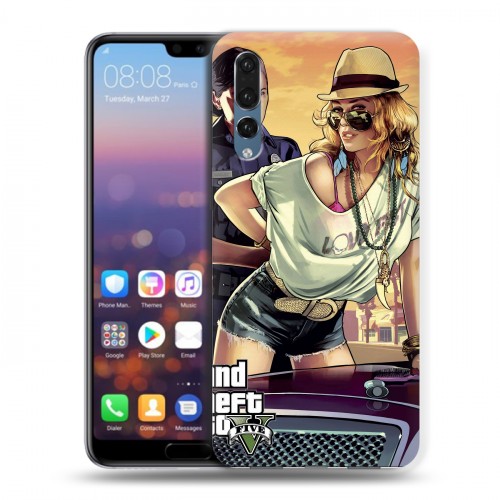 Дизайнерский силиконовый с усиленными углами чехол для Huawei P20 Pro GTA