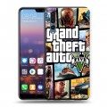 Дизайнерский силиконовый с усиленными углами чехол для Huawei P20 Pro GTA