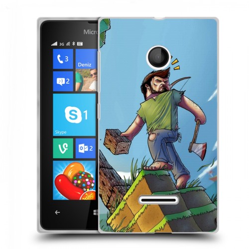 Дизайнерский пластиковый чехол для Microsoft Lumia 435 Minecraft