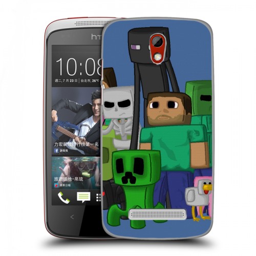 Дизайнерский пластиковый чехол для HTC Desire 500 Minecraft