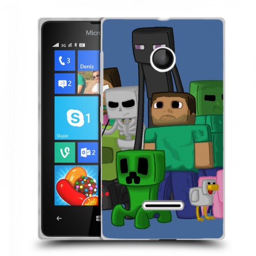 Дизайнерский пластиковый чехол для Microsoft Lumia 435 Minecraft