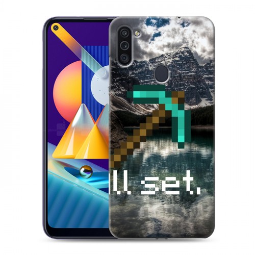 Дизайнерский пластиковый чехол для Samsung Galaxy M11 Minecraft