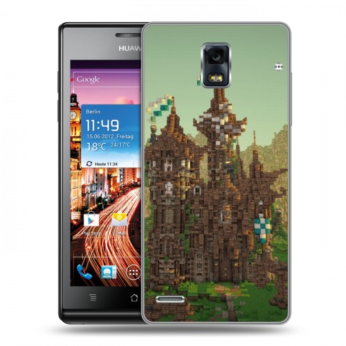 Дизайнерский пластиковый чехол для Huawei Ascend P1 Minecraft