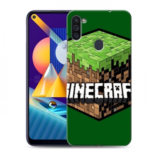 Дизайнерский пластиковый чехол для Samsung Galaxy M11 Minecraft