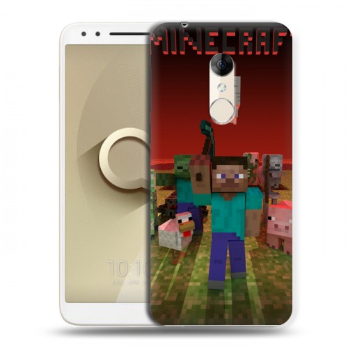 Дизайнерский пластиковый чехол для Alcatel 3 Minecraft